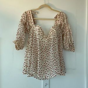astr off the shoulder polka dot top. size small